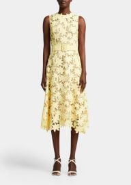 Oscar de la Renta Belted Tiger Lily Guipure Midi Dress - at Bergdorf Goodman